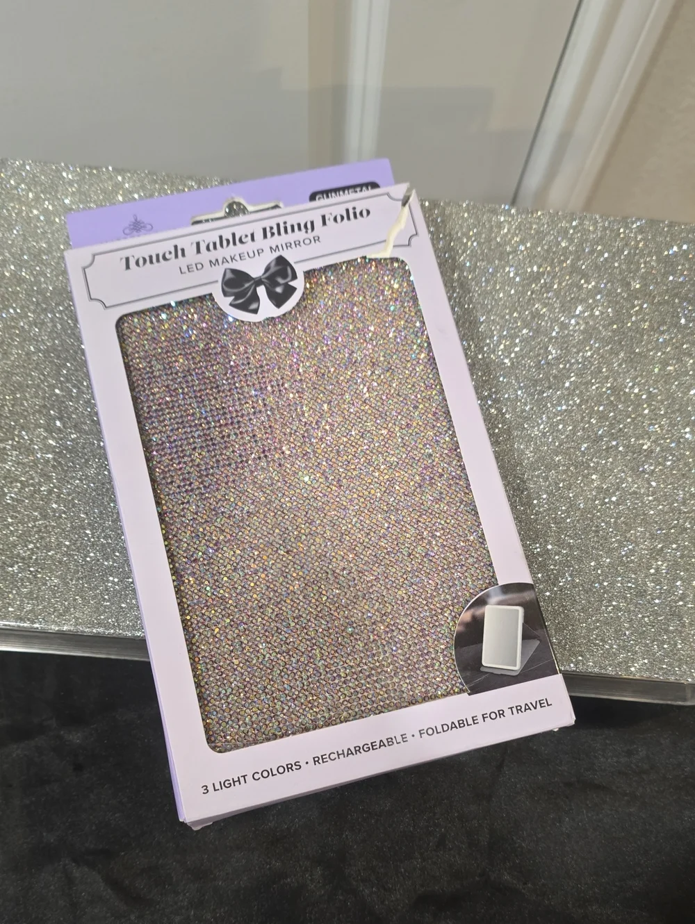 Impressions Touch Pad Bling Folio LED Makeup Mirror- Gunmetal